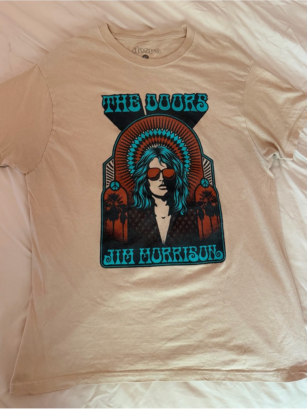 The Doors Jim Morrison Graphic Tee - Cream Short Sleeve Band Shirt